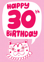 Pink Cat Happy 30th Birthday 