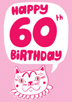 Pink Cat Happy 60th Birthday 