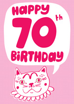 Pink Cat Happy 70th Birthday 