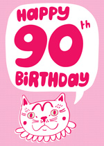 Pink Cat Happy 90th Birthday 